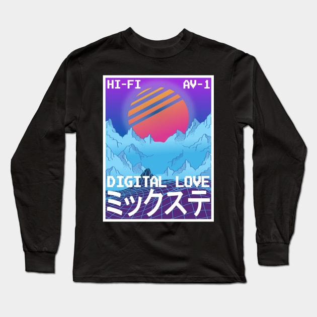 Vaporwave Aesthetic Style 80s Synthwave Retro Long Sleeve T-Shirt by Kuehni